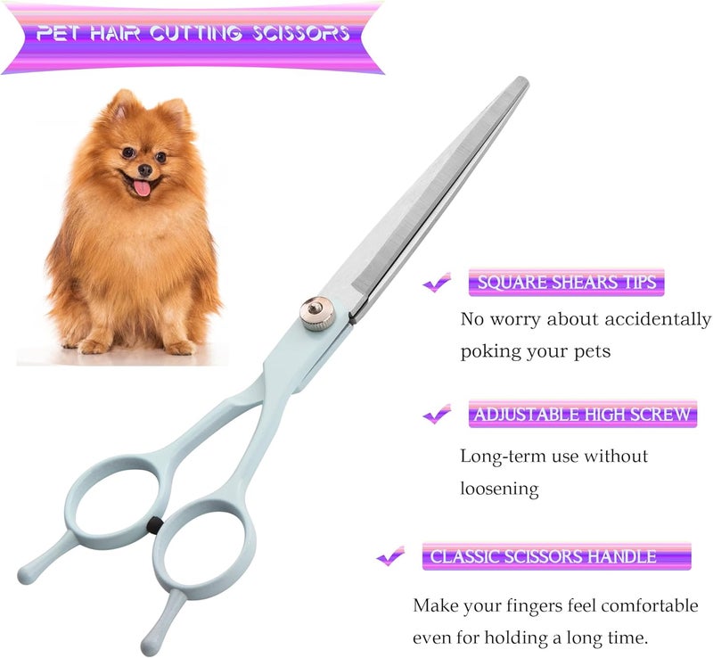 Fcysy Grooming Scissors for Dogs at Home, Professional Pet Grooming Kit Tijeras Para Cortar Pelo De Perros, Cat Grooming Scissors Curved Blending Shears Set for Pet Dog Cat Puppy - Image 3